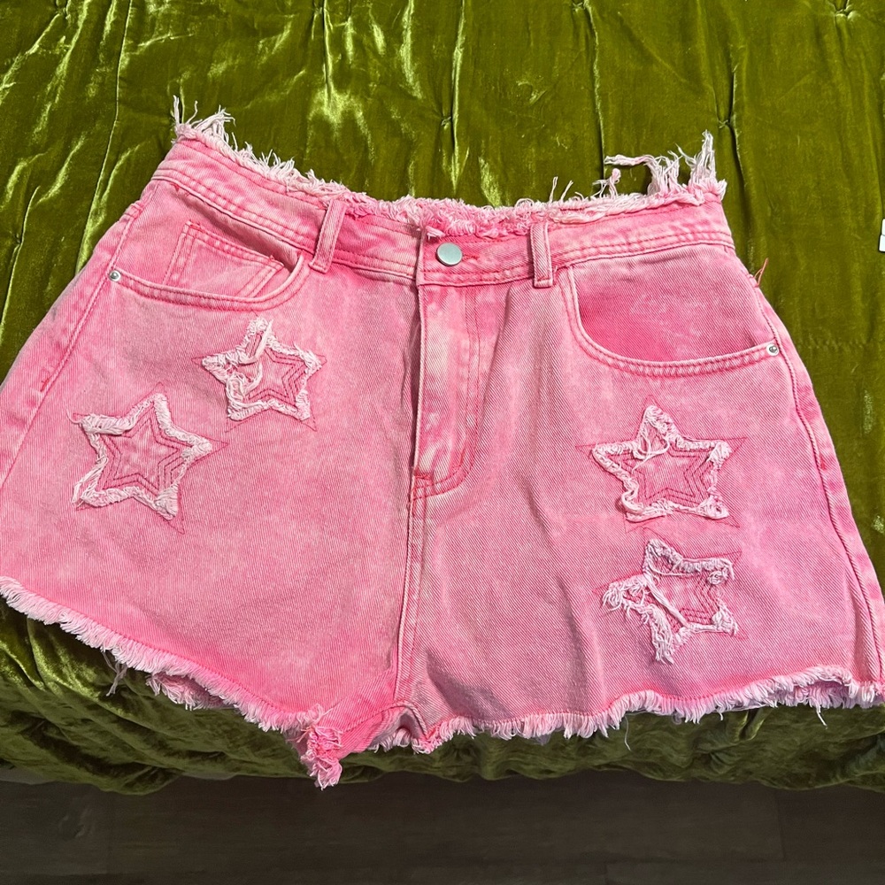 Pink star jean shorts